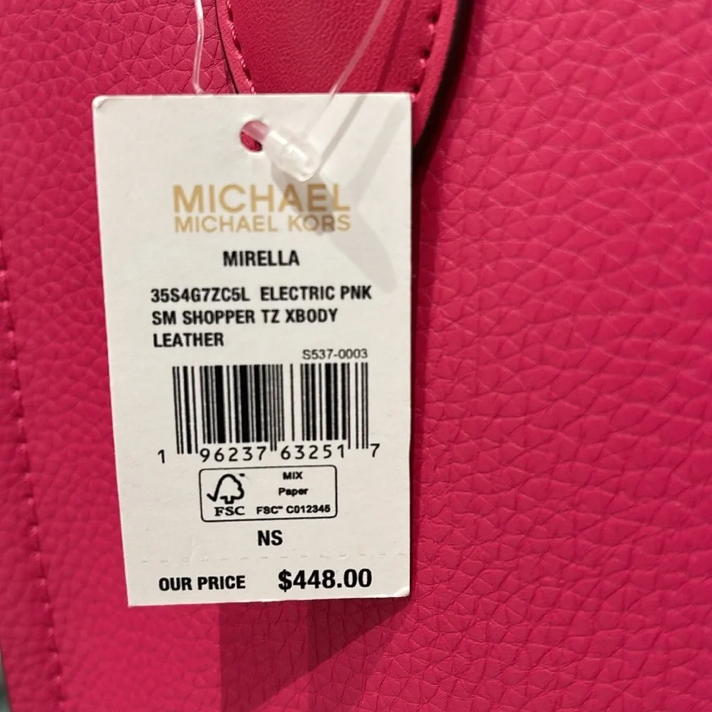 Michael Kors Mirella Small Pebbled Leather Shopper Crossbody XBODY Bag MK NWT